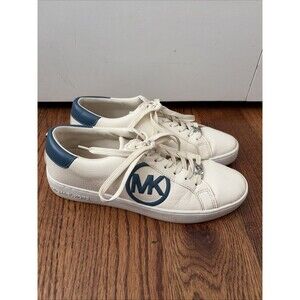 MICHAEL Michael Kors Shea Logo White Faux Leather Sneaker Size 8.5